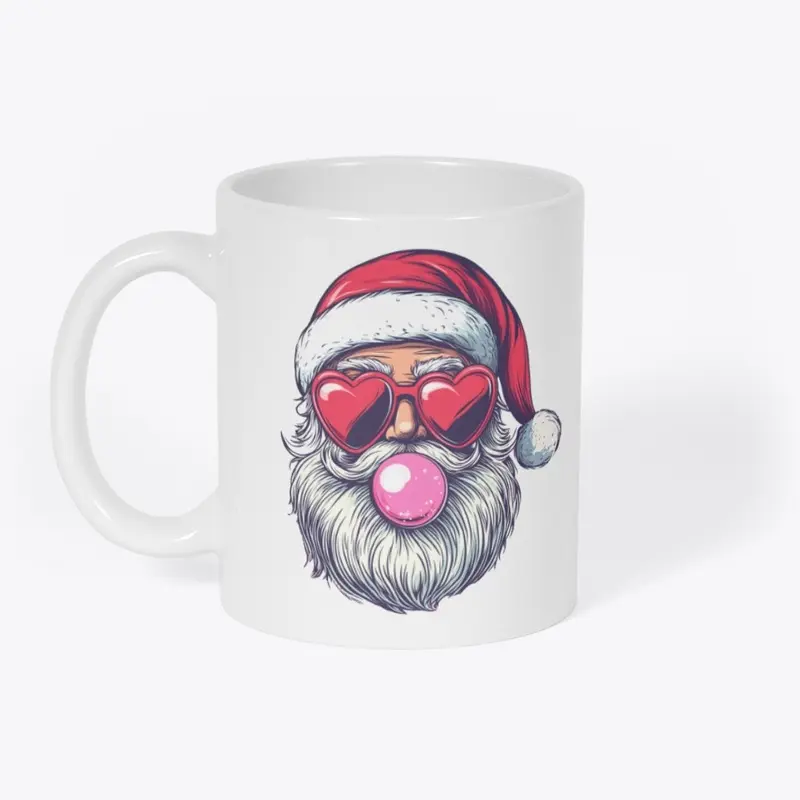 Retro Santa Blowing Bubblegum