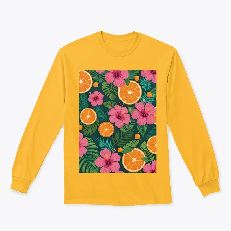 Tropical Hibiscus and Citrus Print