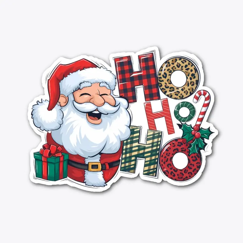 Santa Claus "Ho Ho Ho" Plaid & Print